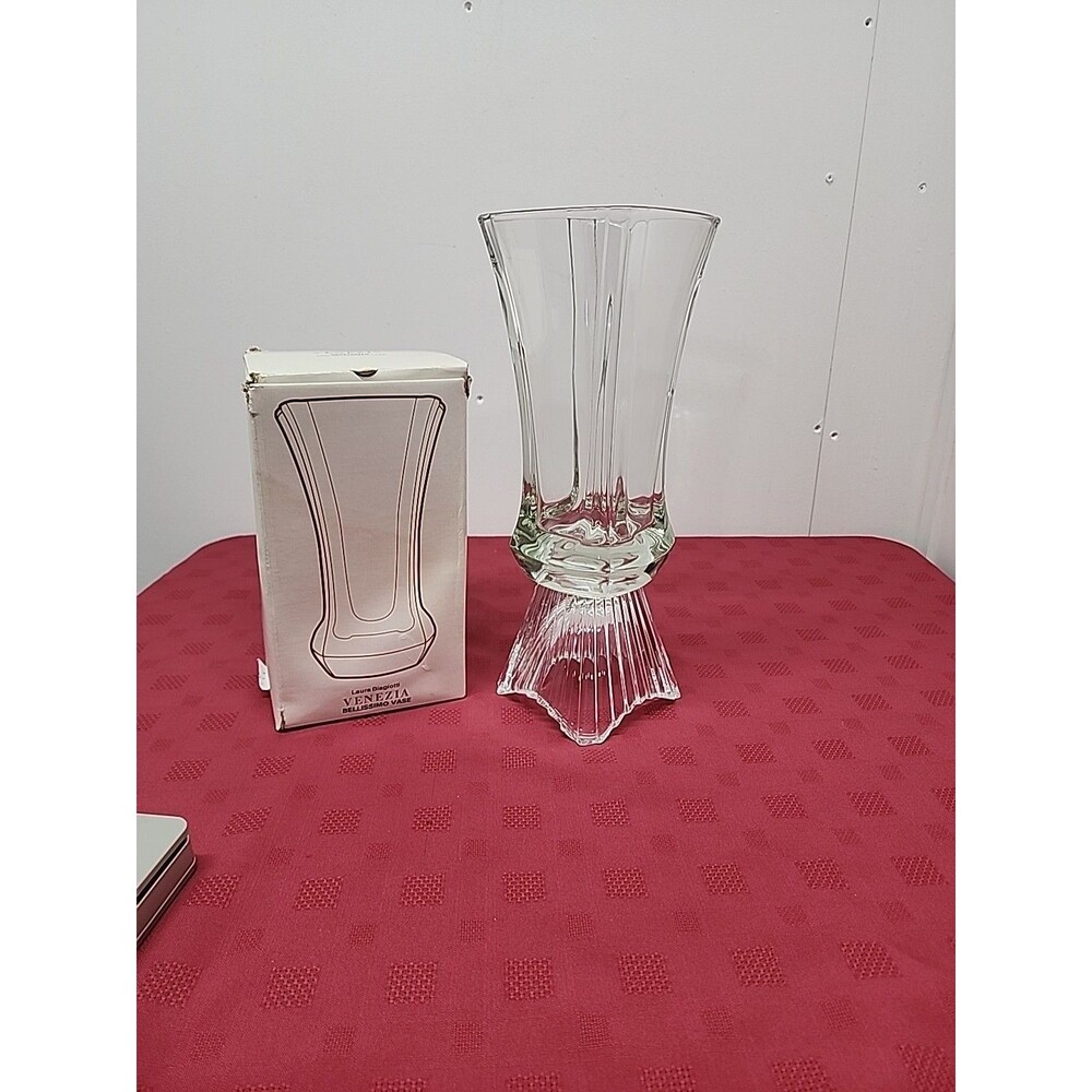 Laura Biagiotti Venezia Bellissimo Crystal Vase Large Original Box EUC